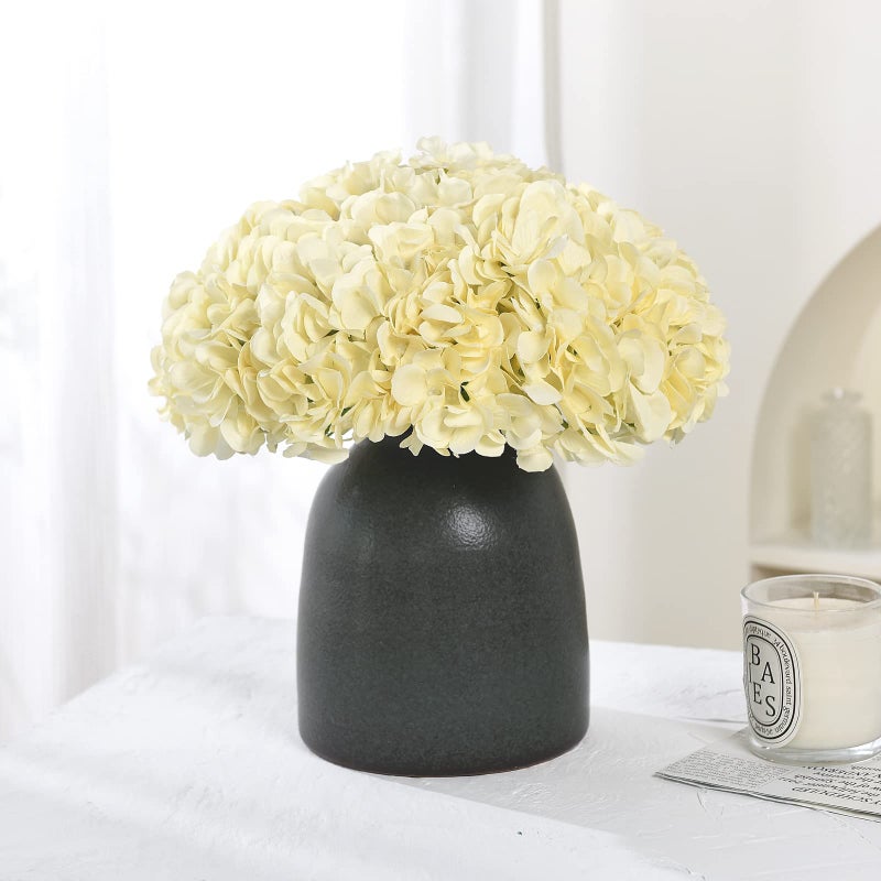 LUSHIDI 10PCS Silk Hydrangea Heads with Stems Artificial Flowers for Wedding Party Home Decor (Champagne) - Image 3